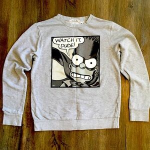 Kids Grey Bart Simpson Comics Sweater Size Youth